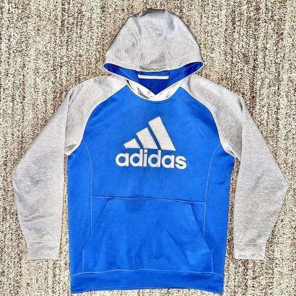 Adidas Long Sleeve Athletic Logo Pullover Hoodie in Blue Grey - Picture 4 of 10